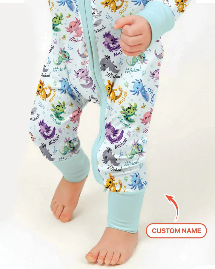 I Love You Axolotl Custom Name Bamboo Convertible Zippy