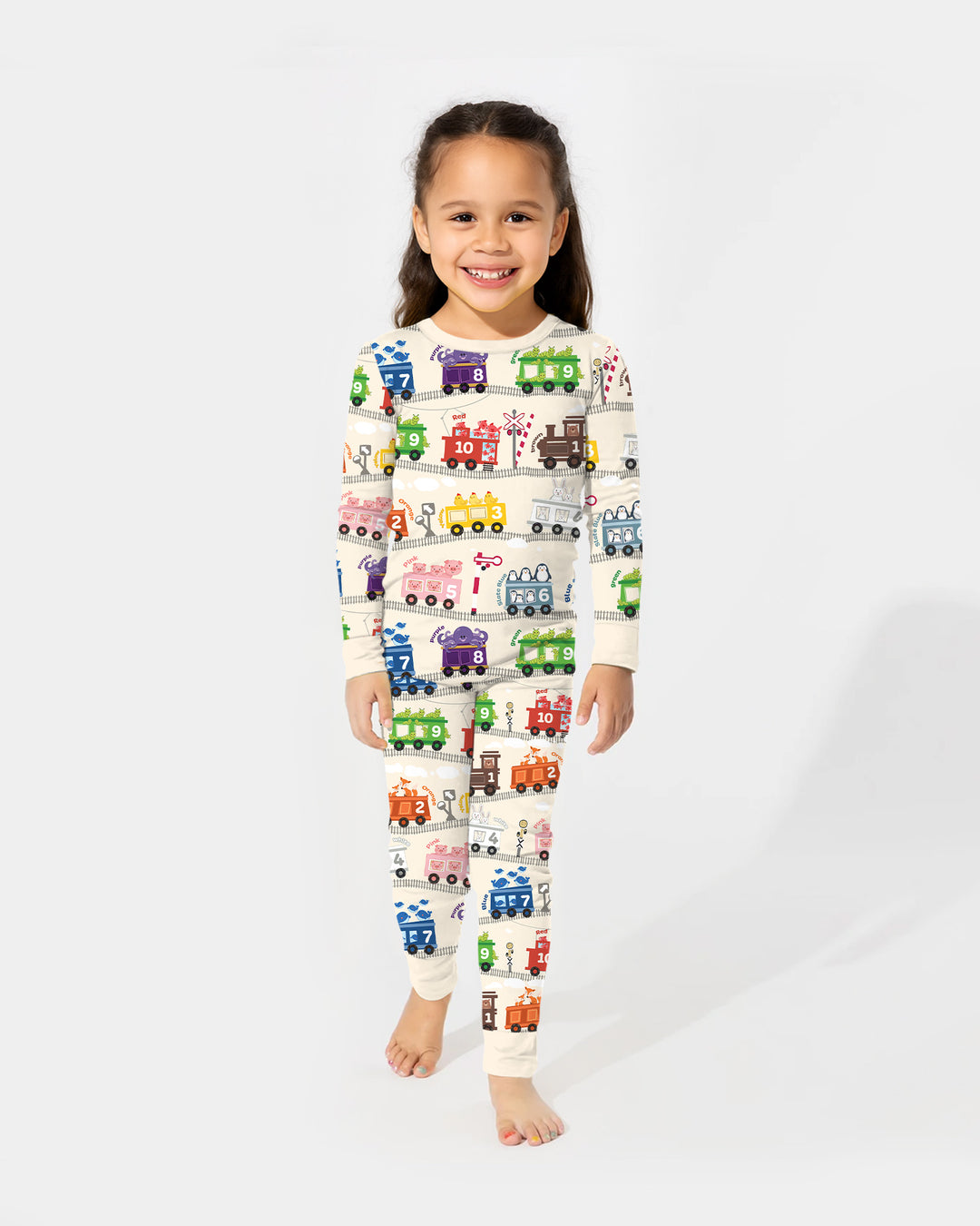 Zweiteiliges Langarm-Pyjama-Set mit Sommerfrüchten