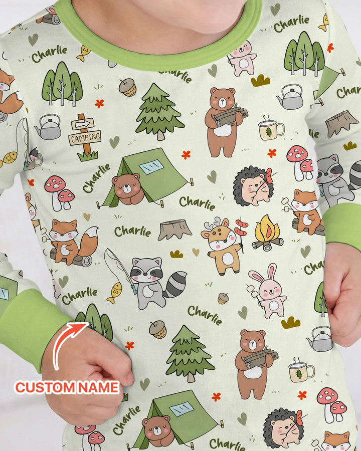Zweiteiliges Langarm-Pyjama-Set mit Sommerfrüchten