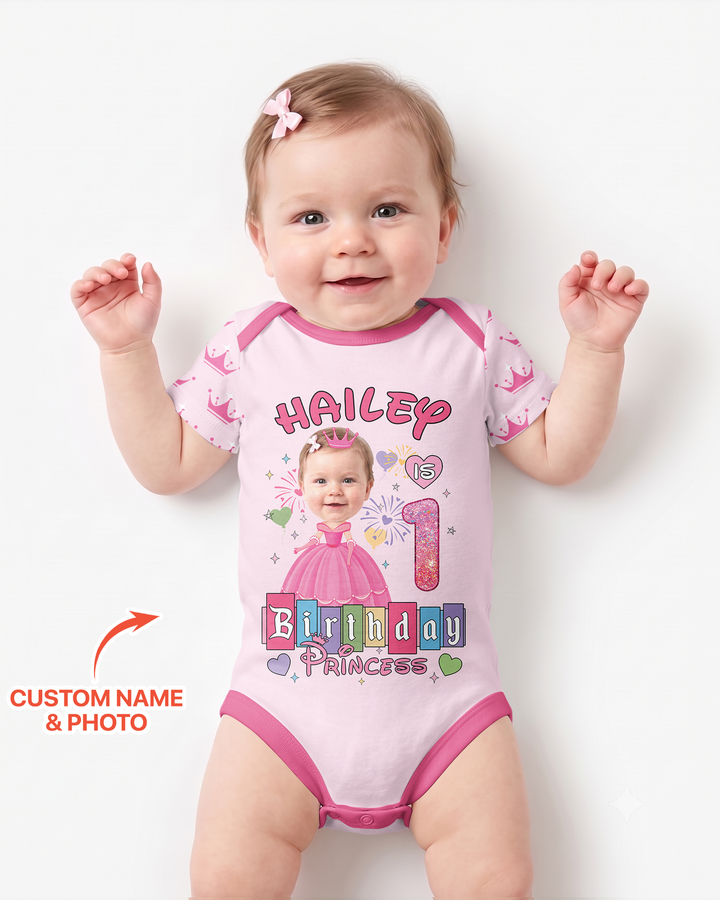 Custom Photo Birthday Princess Bamboo Bodysuit