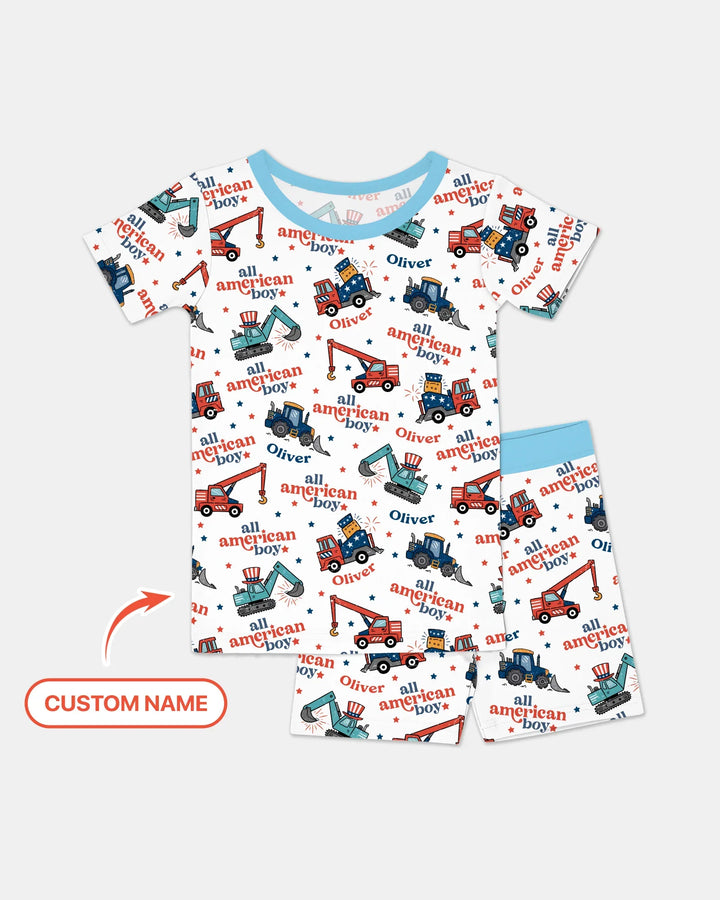 Zweiteiliges Pyjama-Set mit kurzen Ärmeln und Shorts im Sommer-Design