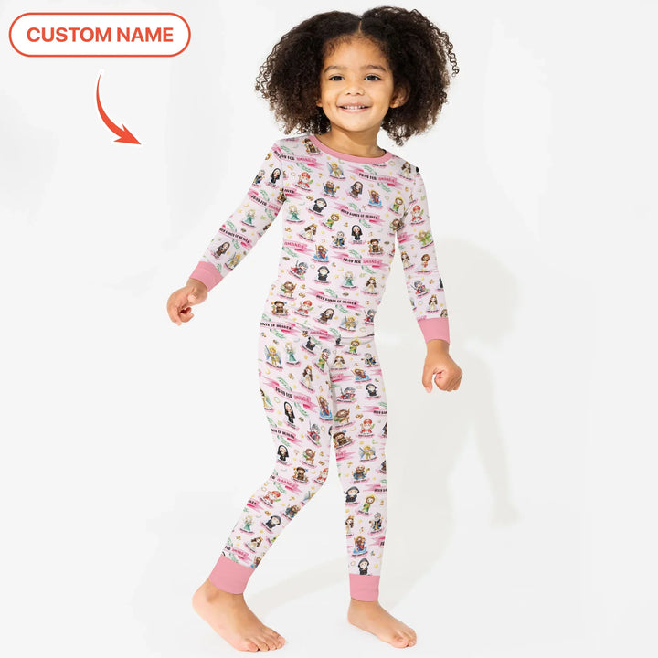 Holy Saints of Heaven Custom Name Bamboo Two Piece Long Sleeve Pajama Set