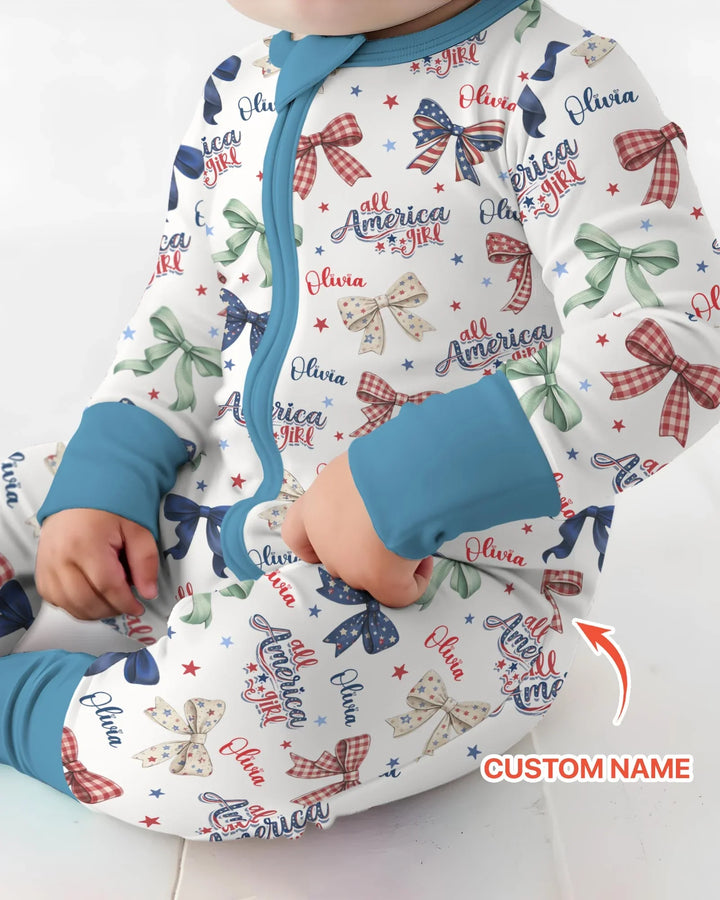 Custom Name All American Girl Bamboo Convertible Zippy