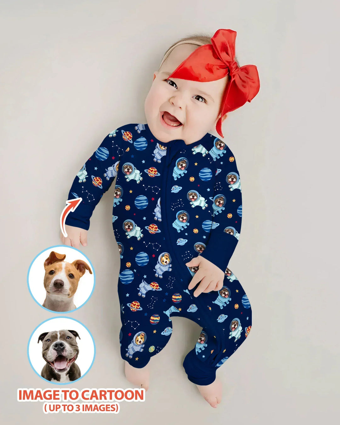 Astronaut Custom Pet Image Family Matching Bamboo Convertible Zippy