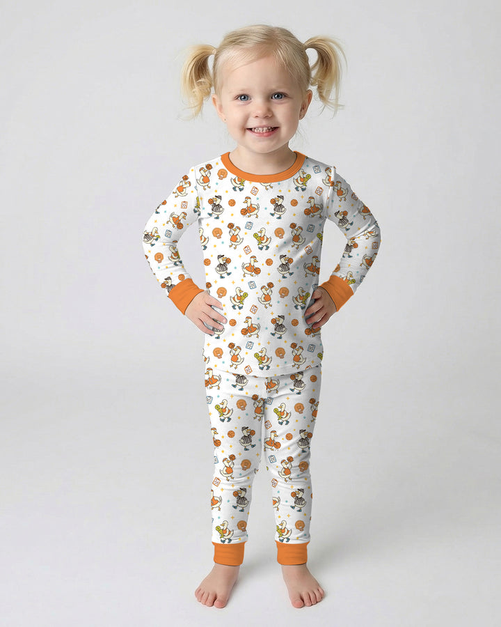 Silly Goose Playing Basketball Bamboo Two Piece Long Sleeve Pajama Set