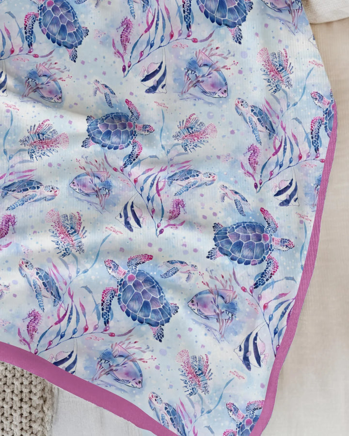 Little Turtles Family Matching Bamboo Blanket