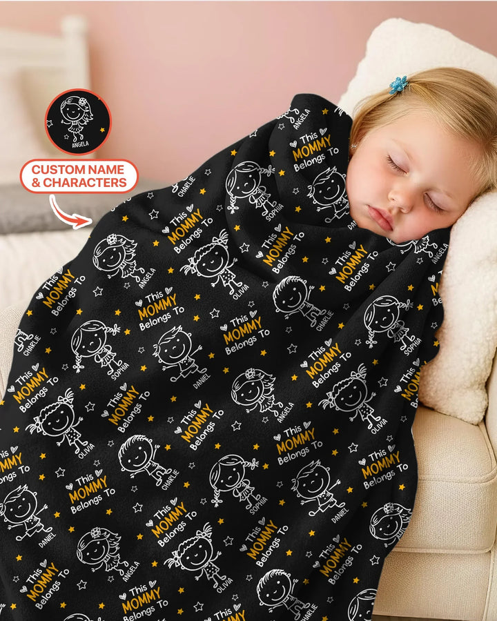 Custom Name "This Mommy Belongs To" Doodle Bamboo Blanket