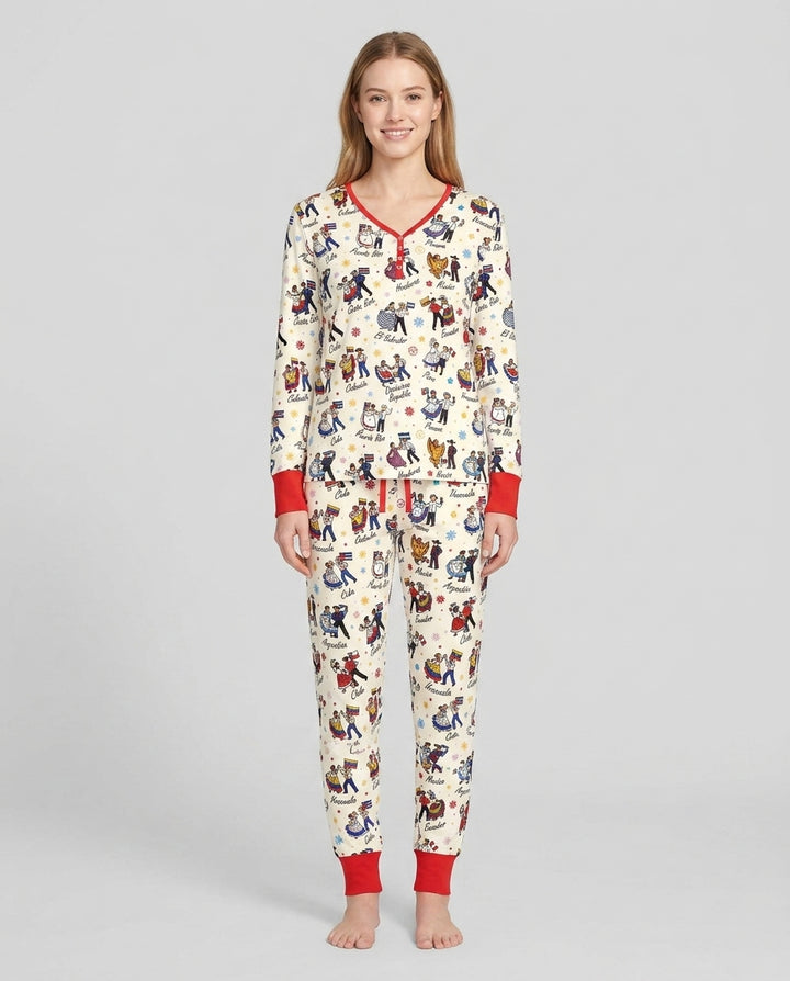 Hispanic Traditional Folkloric Dress Bamboo Women Pajama Set