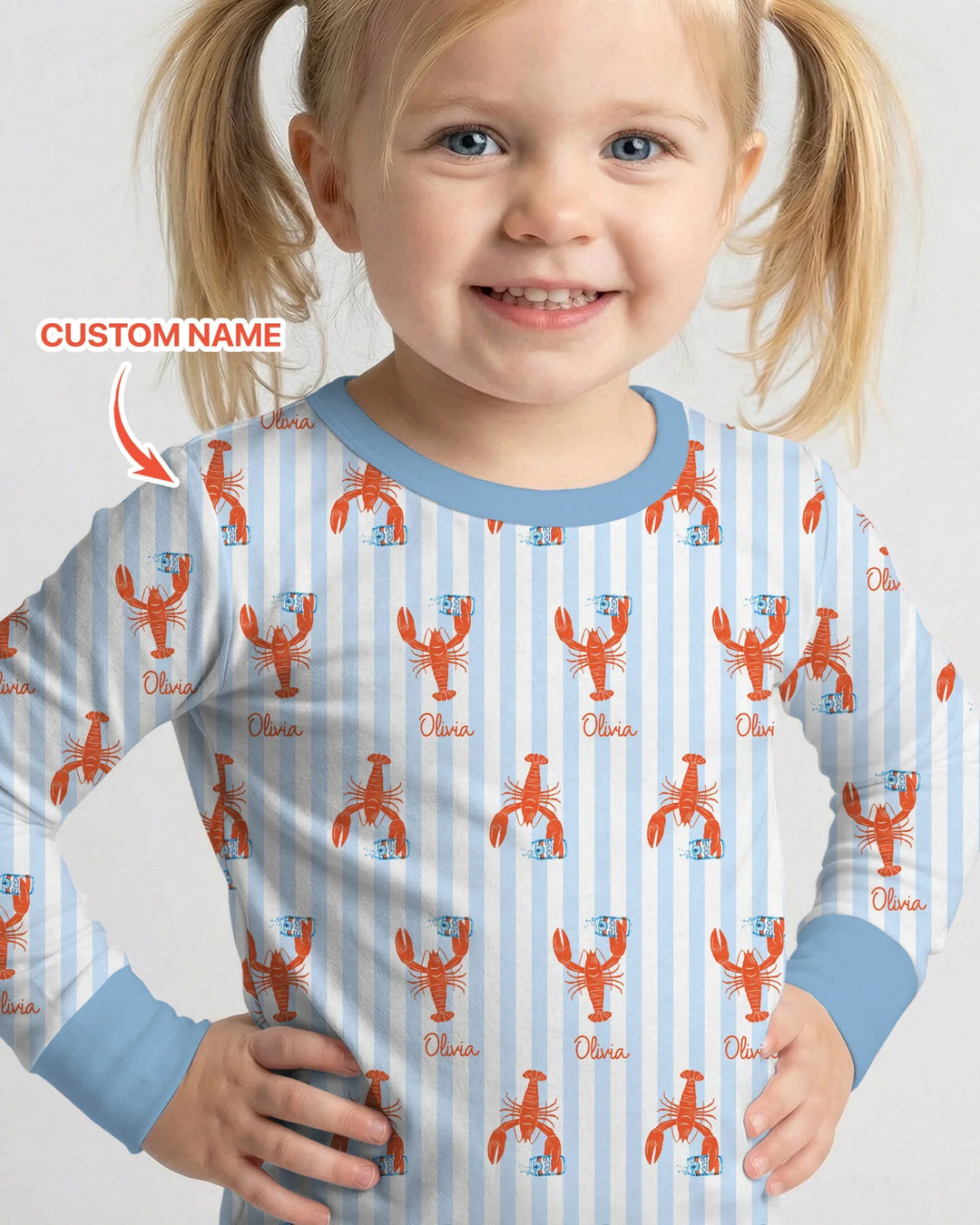 Custom Name Crawfish Beer Season Bamboo Two Piece Long Sleeve Pajama Set