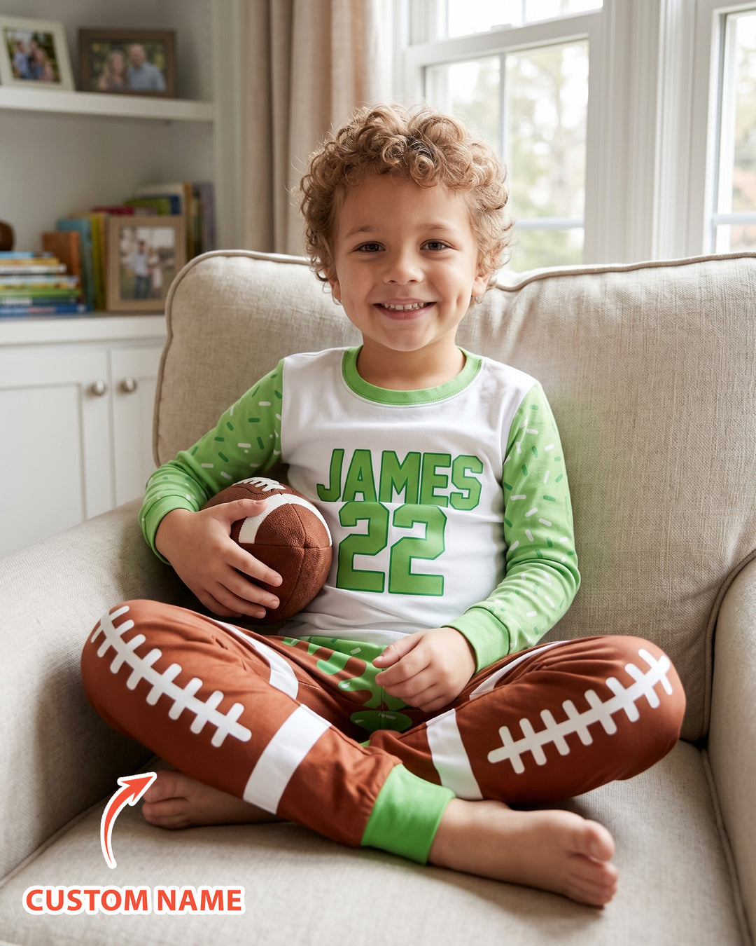 Personalized Dripping Sport Ball Custom Name Number Bamboo Two Piece Long Sleeve Pajama Set