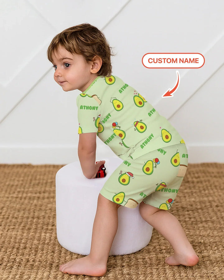 Zweiteiliges Pyjama-Set mit kurzen Ärmeln und Shorts im Sommer-Design