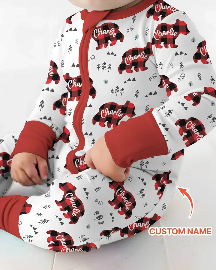 Custom Name Family Bear Matching Bamboo Convertible Zippy