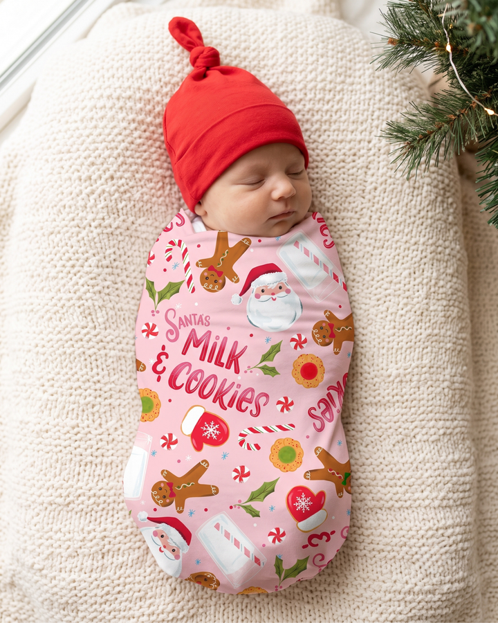 Santa's Milk And Cookies Bamboo Swaddle Blanket