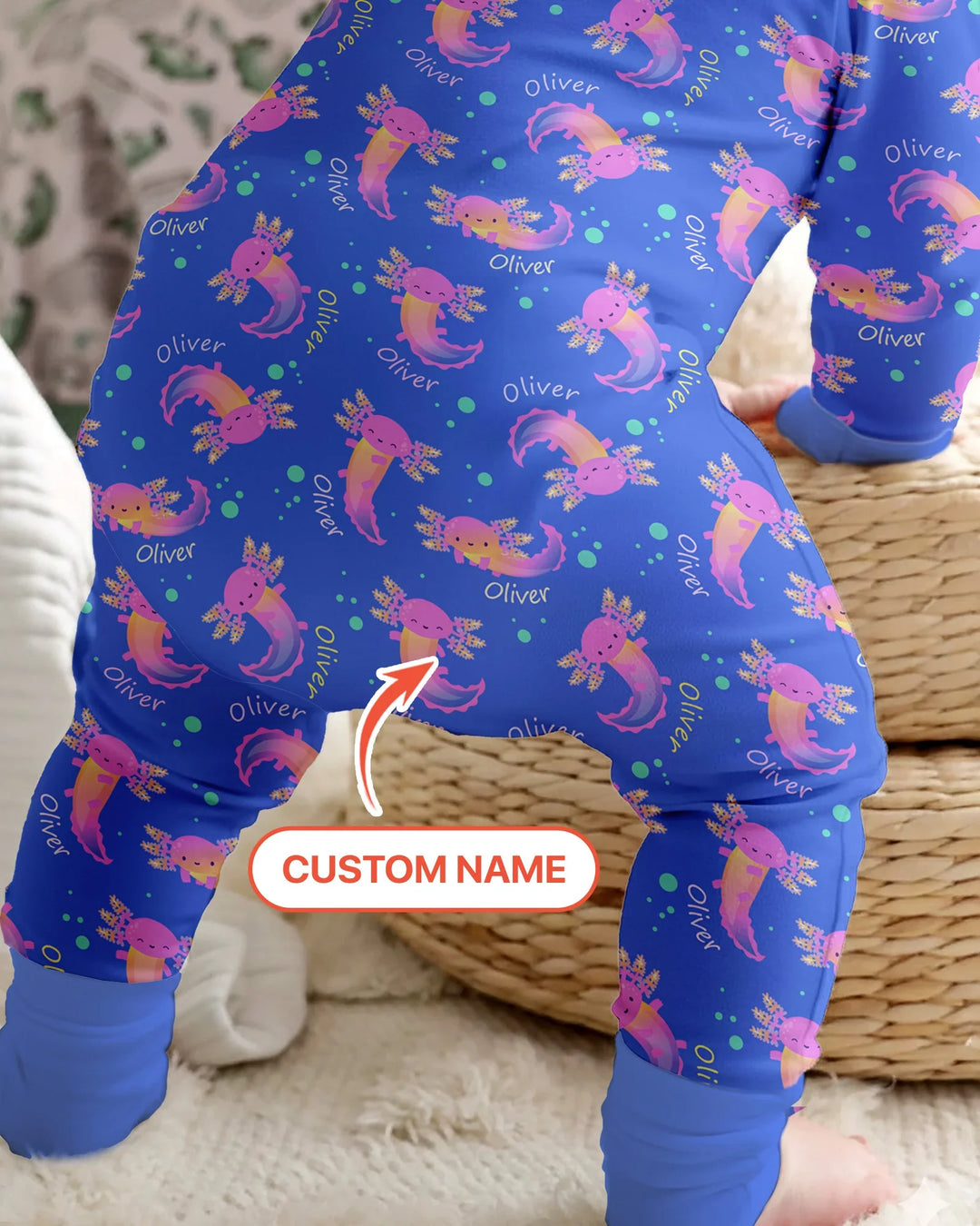 Axolotl Glow Custom Name Bamboo Convertible Zippy