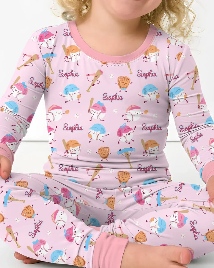 Zweiteiliges Langarm-Pyjama-Set mit Sommerfrüchten