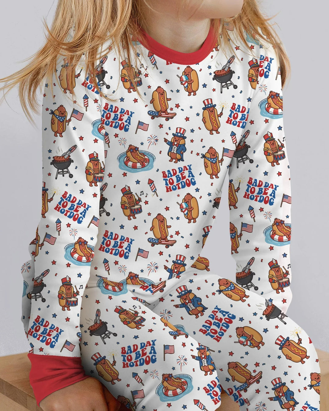 Zweiteiliges Langarm-Pyjama-Set mit Sommerfrüchten
