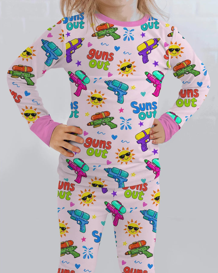 Zweiteiliges Langarm-Pyjama-Set mit Sommerfrüchten