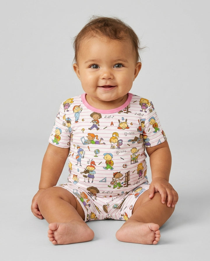 Template Zweiteiliges Pyjama-Set mit kurzen Ärmeln und Shorts