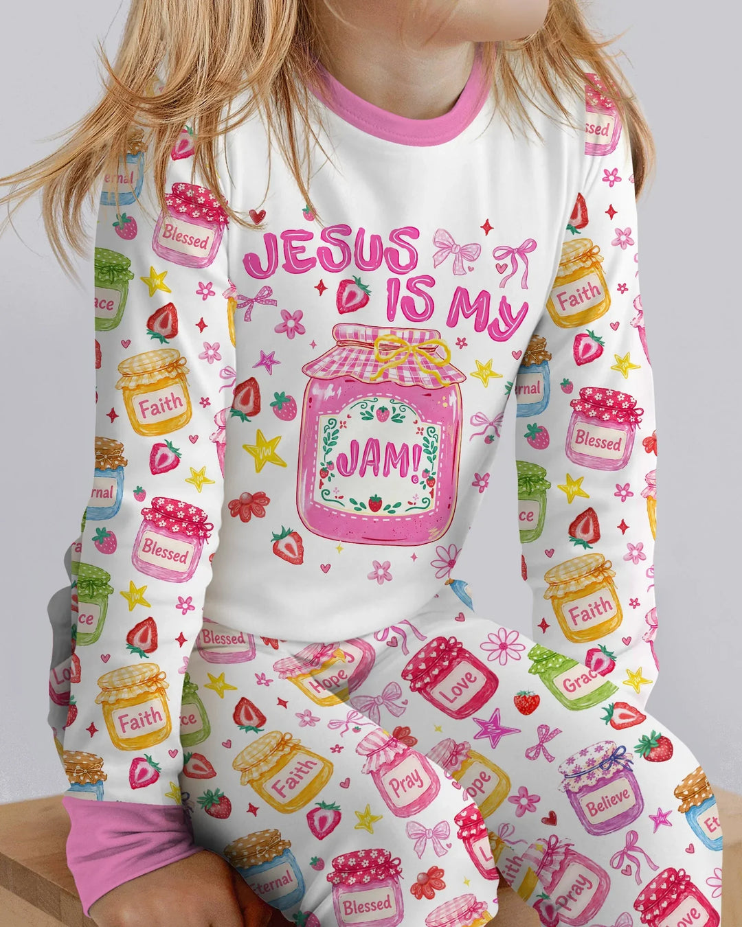 Zweiteiliges Langarm-Pyjama-Set mit Sommerfrüchten