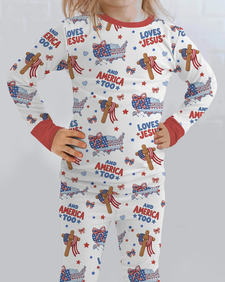 Zweiteiliges Langarm-Pyjama-Set mit Sommerfrüchten