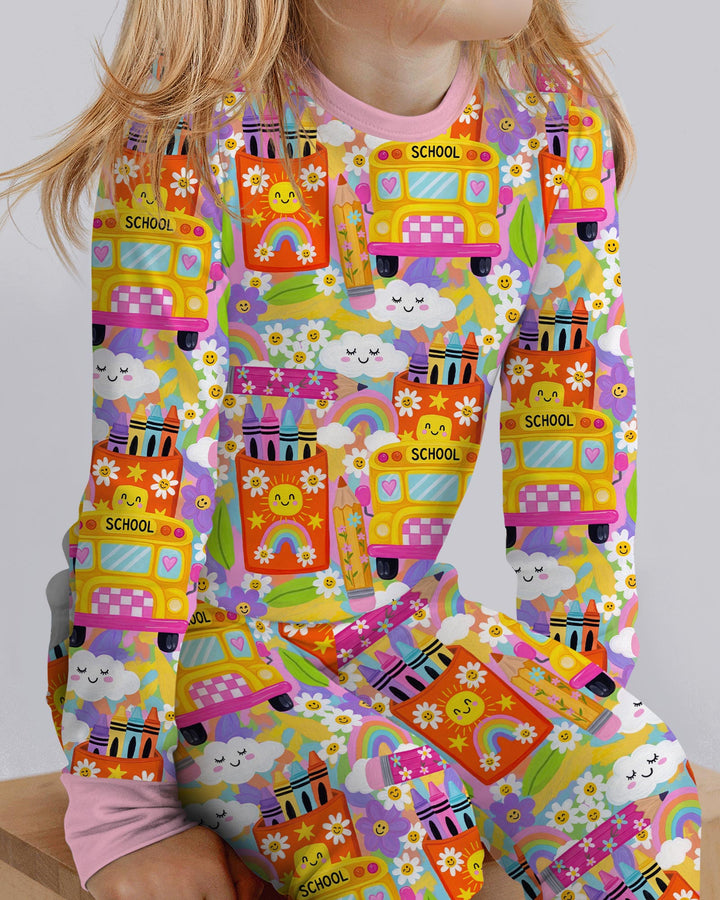 Zweiteiliges Langarm-Pyjama-Set mit Sommerfrüchten