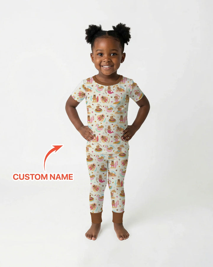 Zweiteiliges, kurzärmliges Pyjama-Set mit Marienkäfern