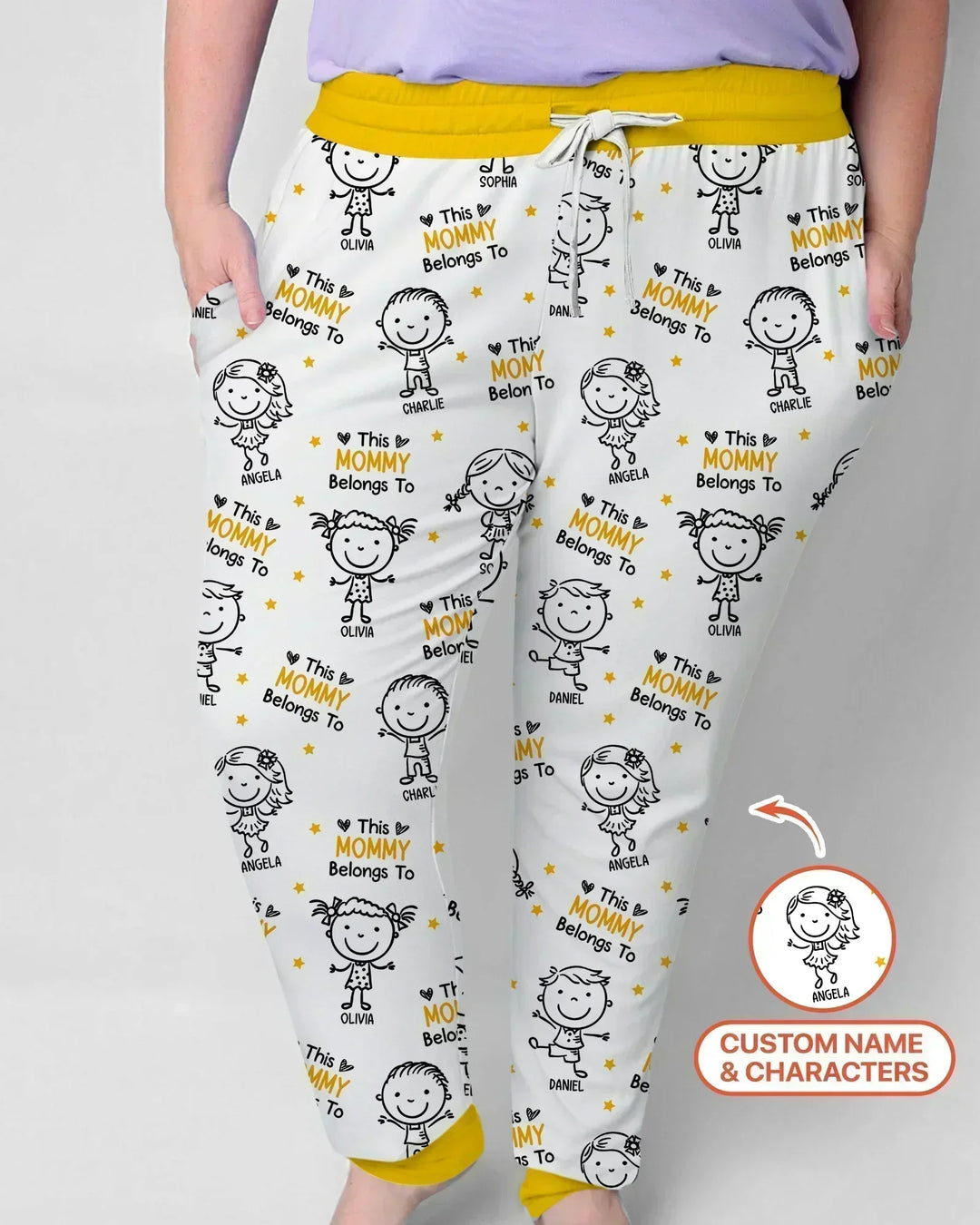 Personalisierter Name „Diese Mama gehört zu“ Doodle Bambus Damen Pyjama-Set