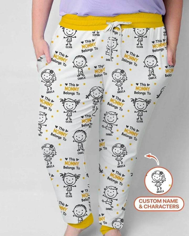 Personalisierter Name „Diese Mama gehört zu“ Doodle Bambus Damen Pyjama-Set