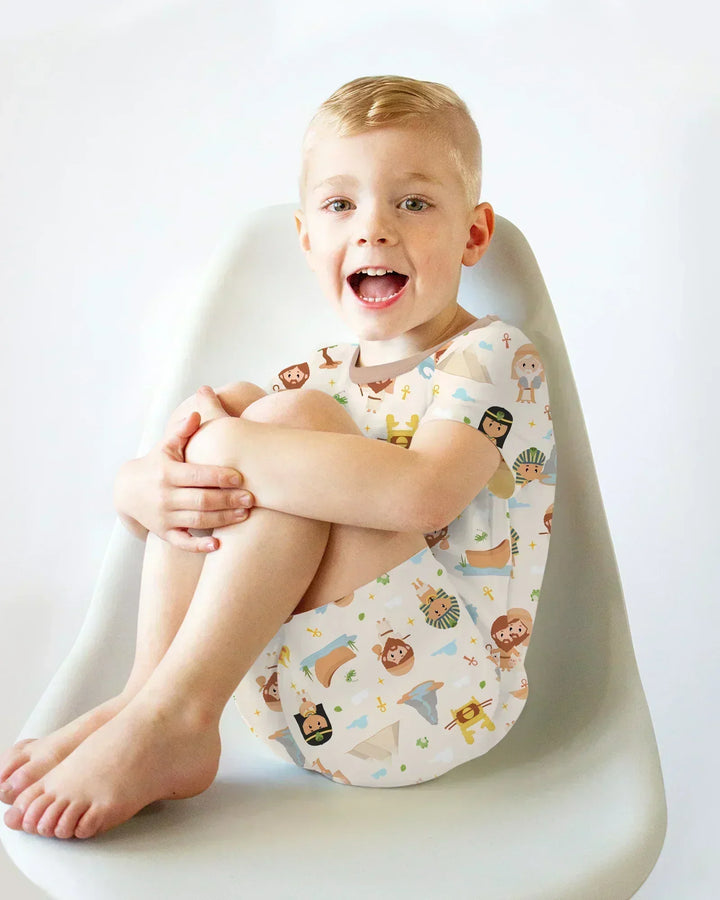 Moses Story Bamboo Two Piece Short Sleeve Shorts Pajama Set