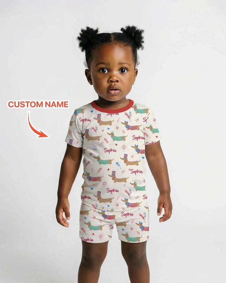 Zweiteiliges Pyjama-Set mit kurzen Ärmeln und Shorts im Sommer-Design