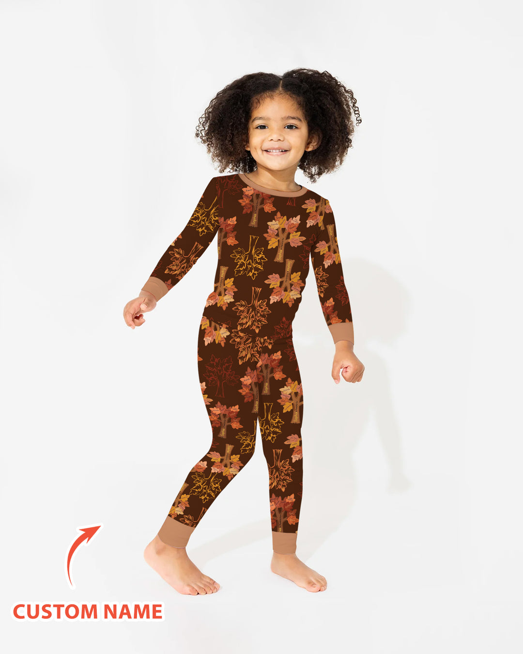 Custom Thanksgiving Tree Bamboo Two Piece Long Sleeve Pajama Set