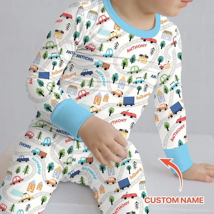 Zweiteiliges Langarm-Pyjama-Set mit Sommerfrüchten