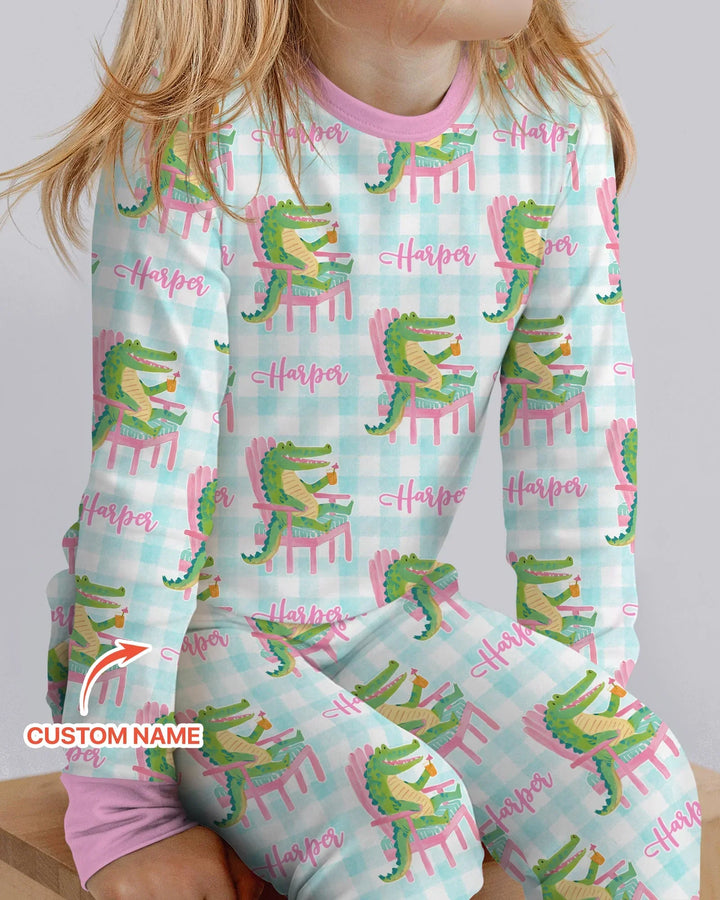 Zweiteiliges Langarm-Pyjama-Set mit Sommerfrüchten