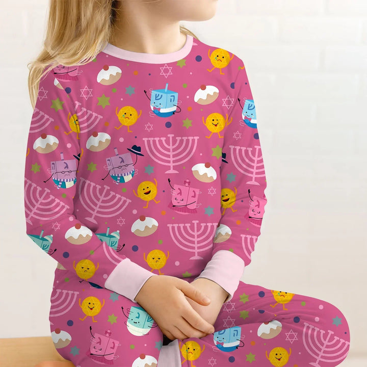Zweiteiliges Langarm-Pyjama-Set mit Sommerfrüchten