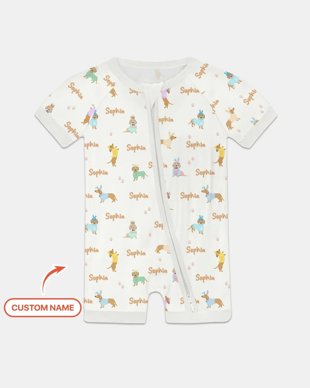 Custom Name Easter Dachshund Bamboo Shorty Zippy