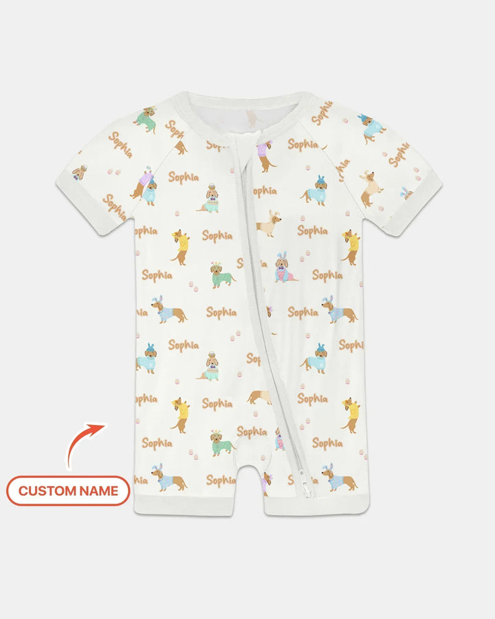 Custom Name Easter Dachshund Bamboo Shorty Zippy