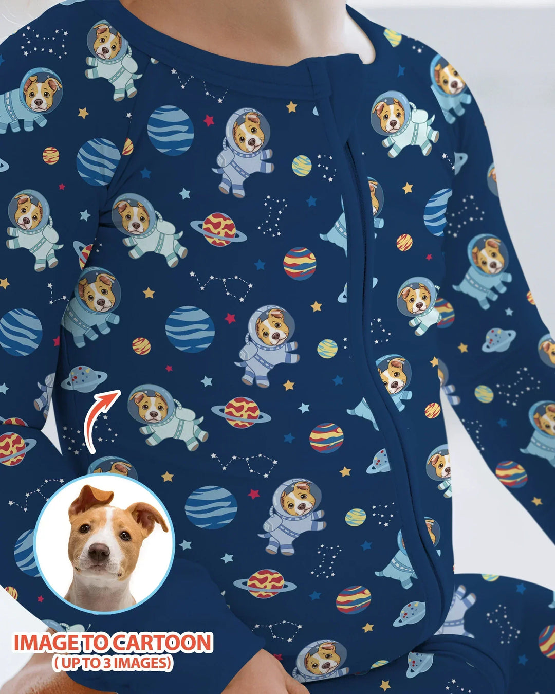 Astronaut Custom Pet Image Family Matching Bamboo Convertible Zippy