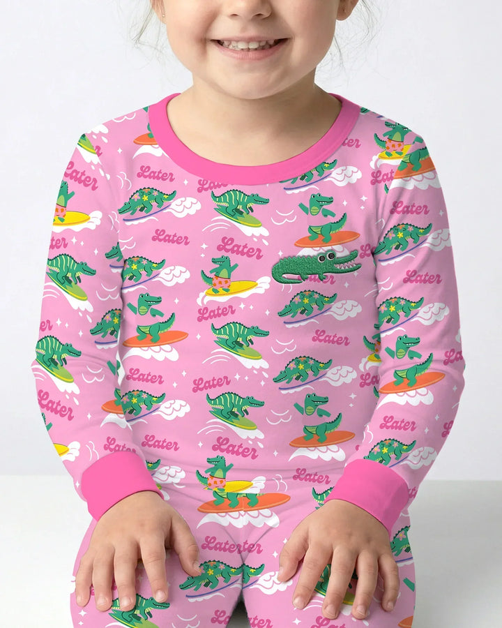 Zweiteiliges Langarm-Pyjama-Set mit Sommerfrüchten