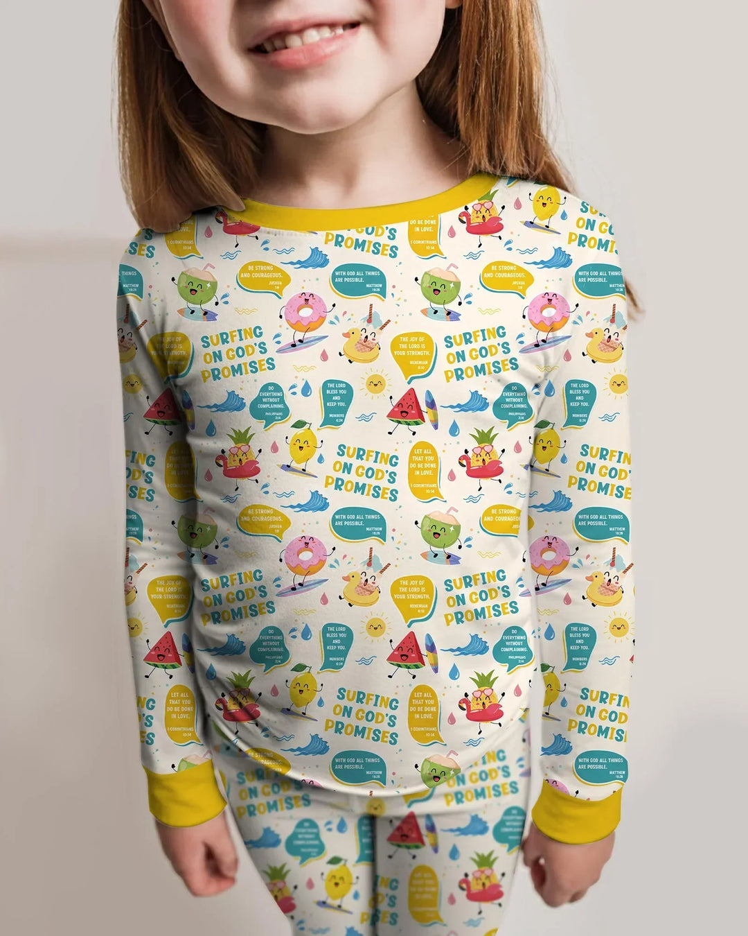 Zweiteiliges Langarm-Pyjama-Set mit Sommerfrüchten