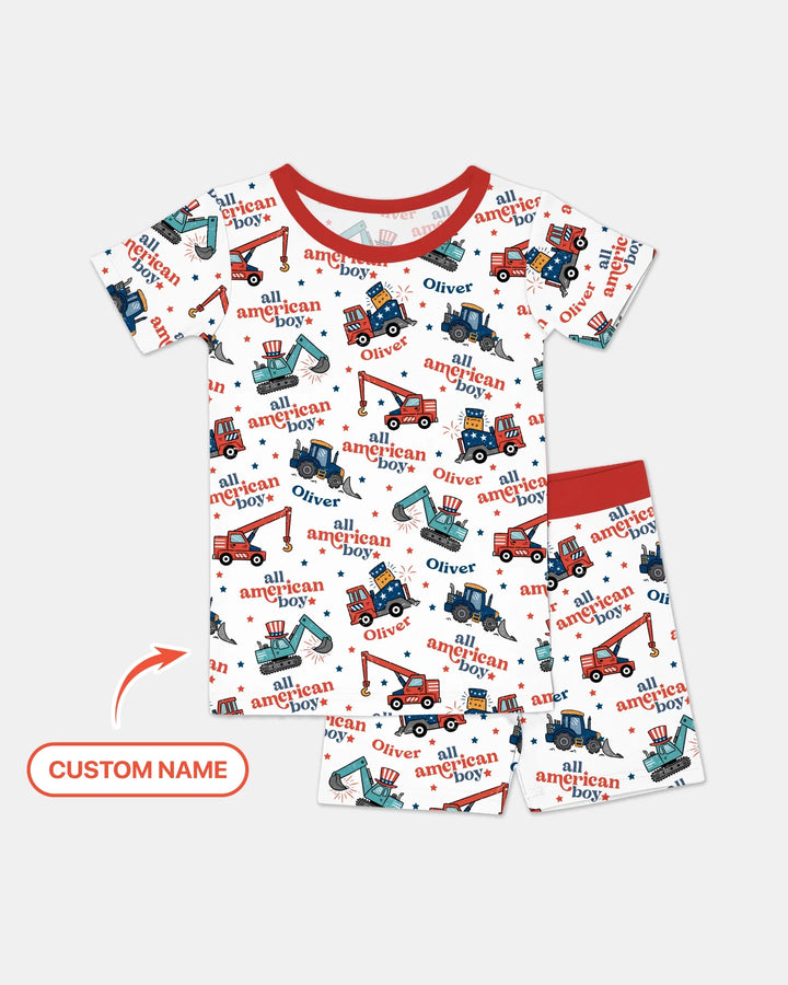 Zweiteiliges Pyjama-Set mit kurzen Ärmeln und Shorts im Sommer-Design