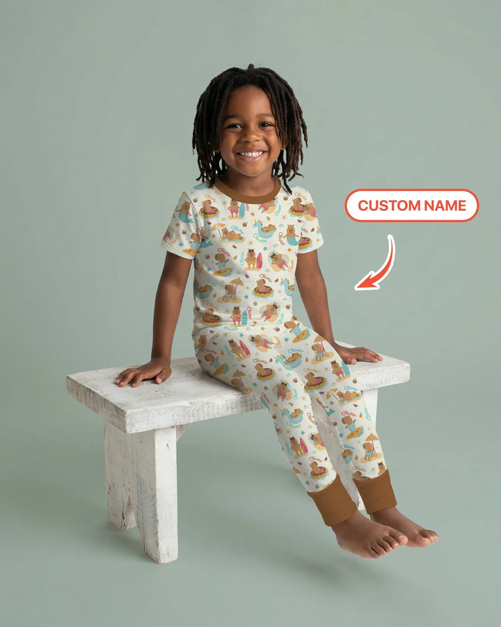 Zweiteiliges, kurzärmliges Pyjama-Set mit Marienkäfern