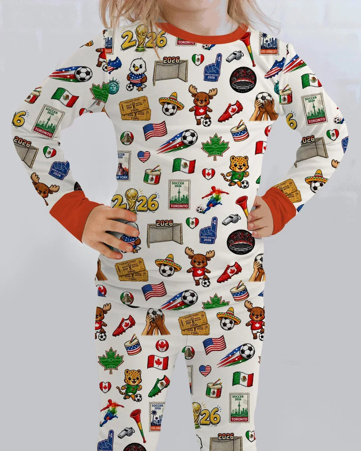 Zweiteiliges Langarm-Pyjama-Set mit Sommerfrüchten