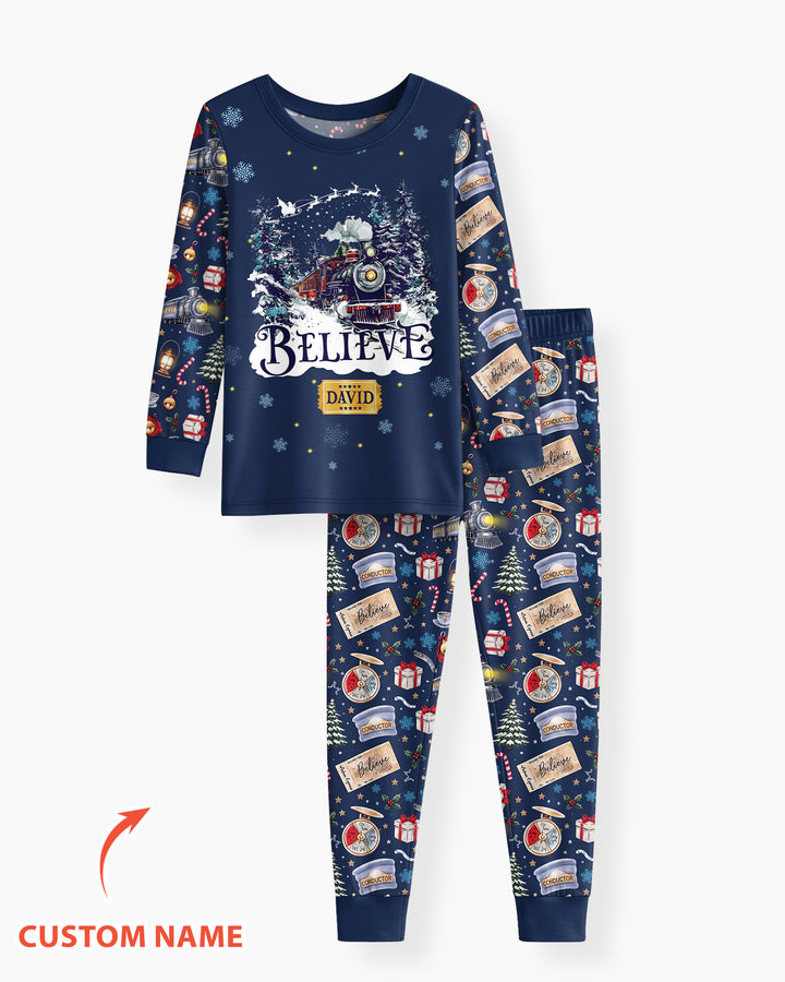 Believe Train Bamboo Two Piece Long Sleeve Pajama Set