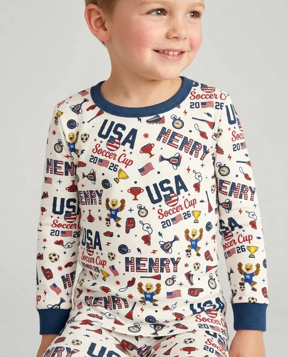 My First Soccer Cup 2026 Bamboo Two Piece Long Sleeve Pajama Set