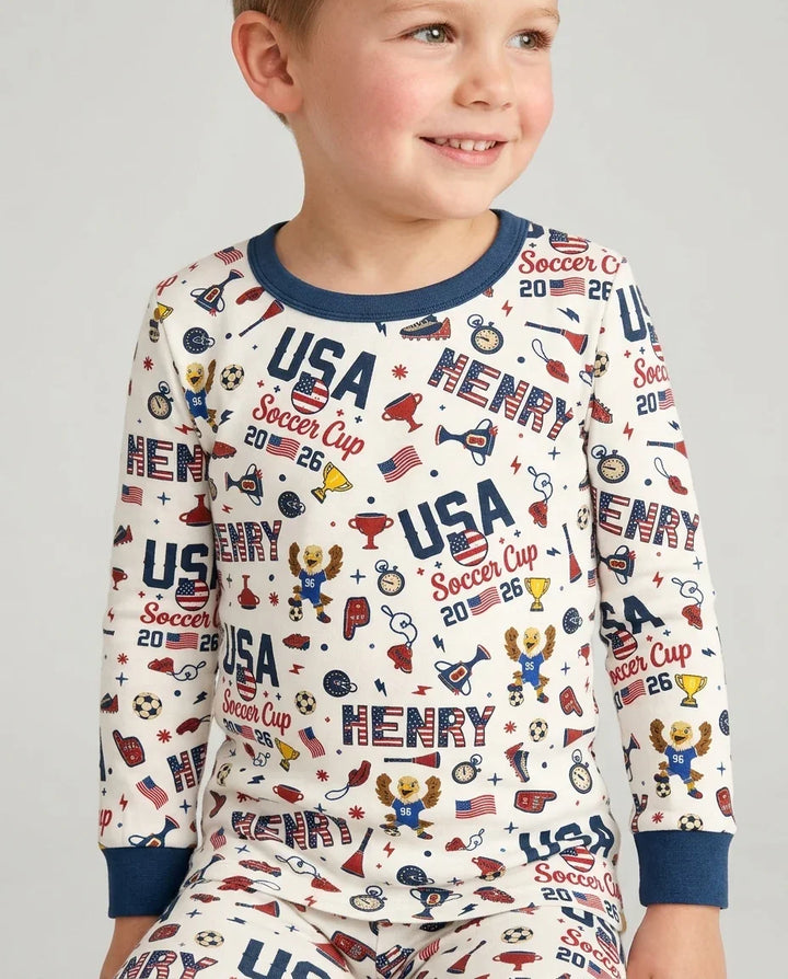My First Soccer Cup 2026 Bamboo Two Piece Long Sleeve Pajama Set