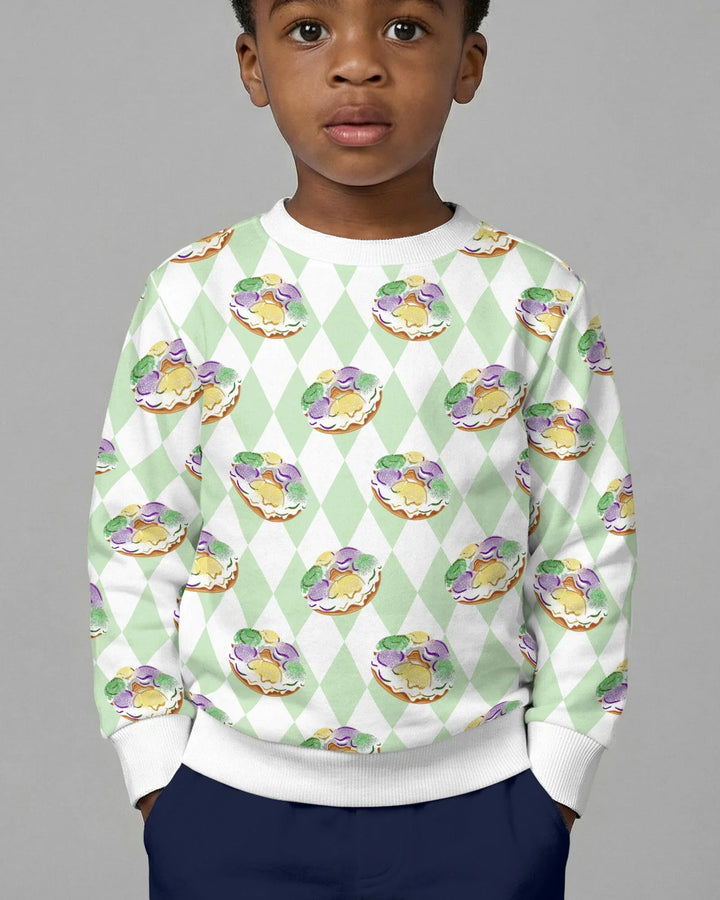 Mardi Gras Donut Bambus-Sweatshirt mit Rundhalsausschnitt