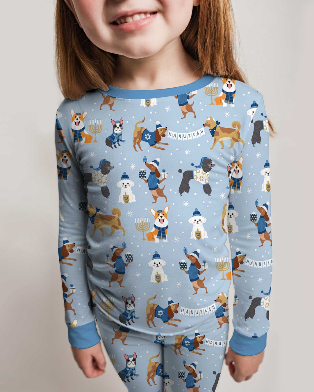 Hanukkah Dogs Bamboo Two Piece Long Sleeve Pajama Set