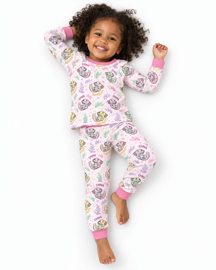 Snaxolotl Custom Name Bamboo Two Piece Long Sleeve Pajama Set