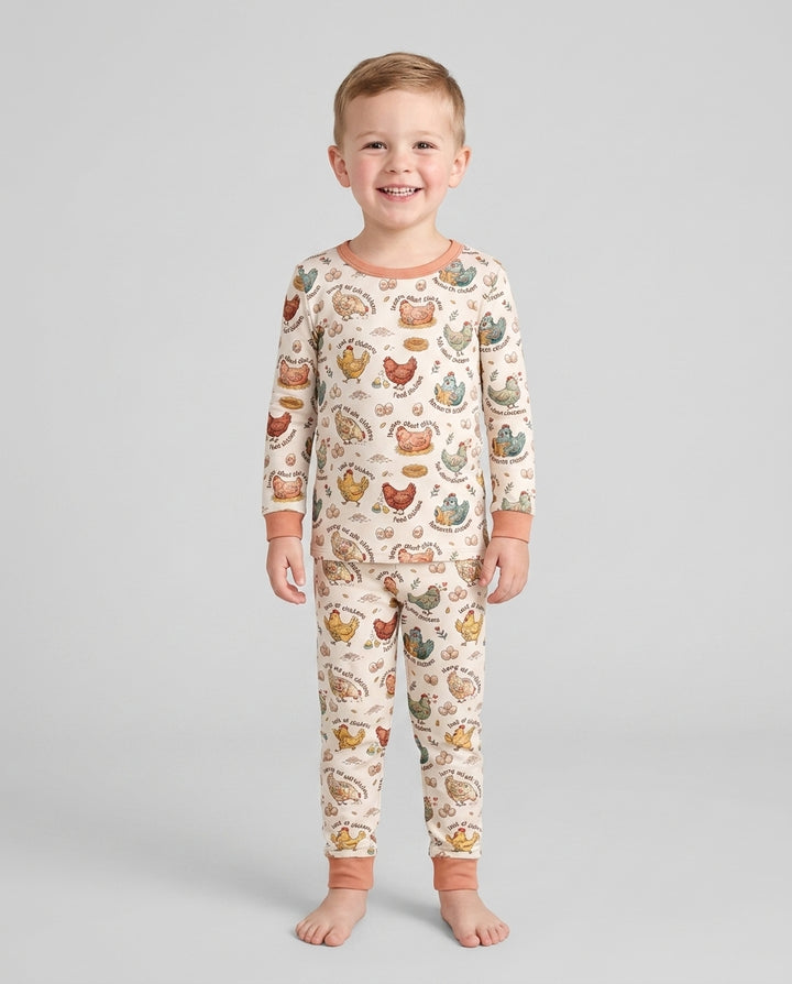 Zweiteiliges Langarm-Pyjama-Set mit Sommerfrüchten