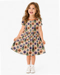 Groovy Halloween Disco Cat Bamboo Twirl Dress